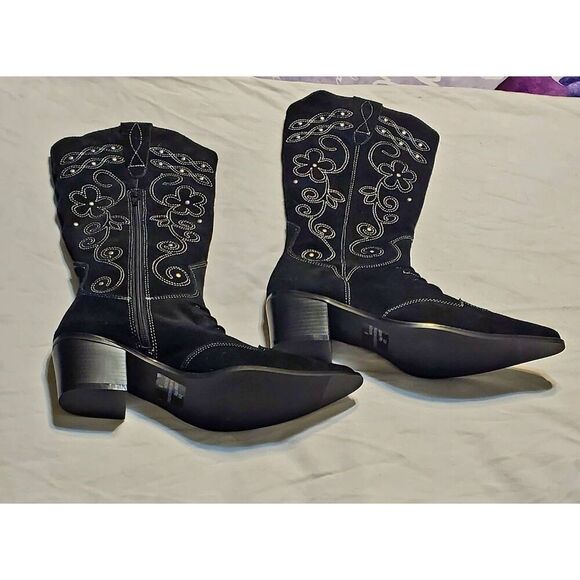 WOMENS EMBELLISHED SUEDE WESTERN STYLE BOOTS - Picture 8 of 12